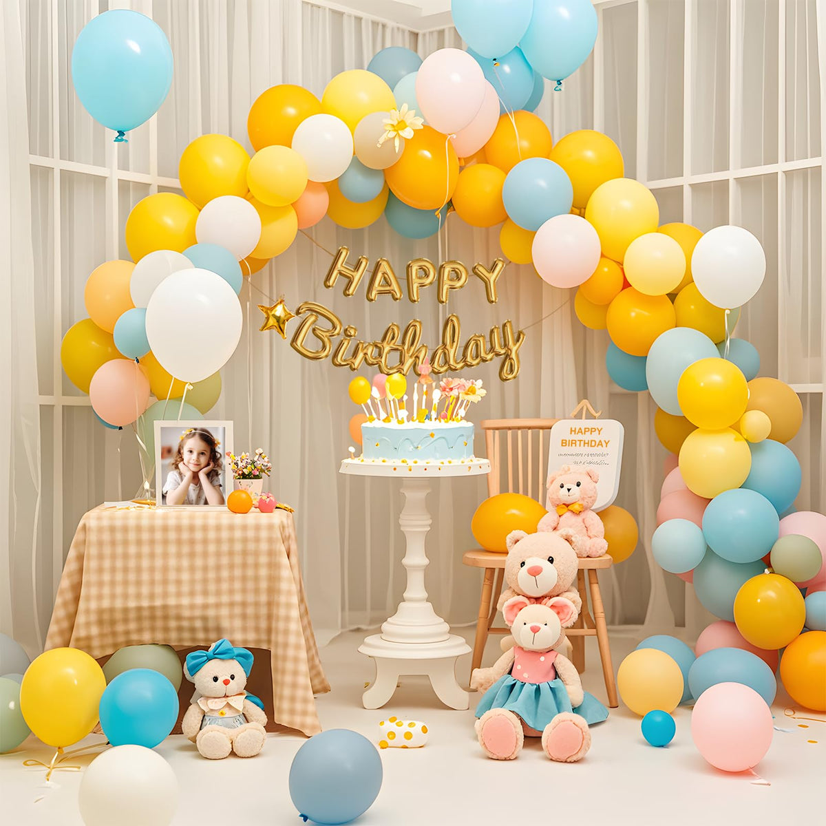 KICNIC Balloon Arch Strip Kit, 32.8 ft Tape Strips, 200 Glue Point Dots
