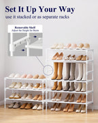 Kitsure Shoe Rack - Non-Woven Shoe Rack Shelf, Shoe Organizer for Closet, Entryway, Garage & Corridor, Stackable Shoe Shelves, 27.5" Wide - 2 Tier, Black