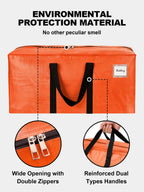 HOMESURE Supports 200lbs Heavy Duty Moving Bags - Strong Zipper & Wrap-Around Handles - Water-Resistant Storage Totes, Durable Alternative to Moving Boxes - 4 Pack - Semi-Transparent