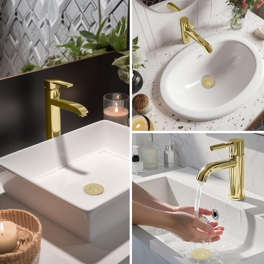 Hibbent Upgraded 3 in 1 Bathroom Sink Drain Strainer, Pop Up Stopper