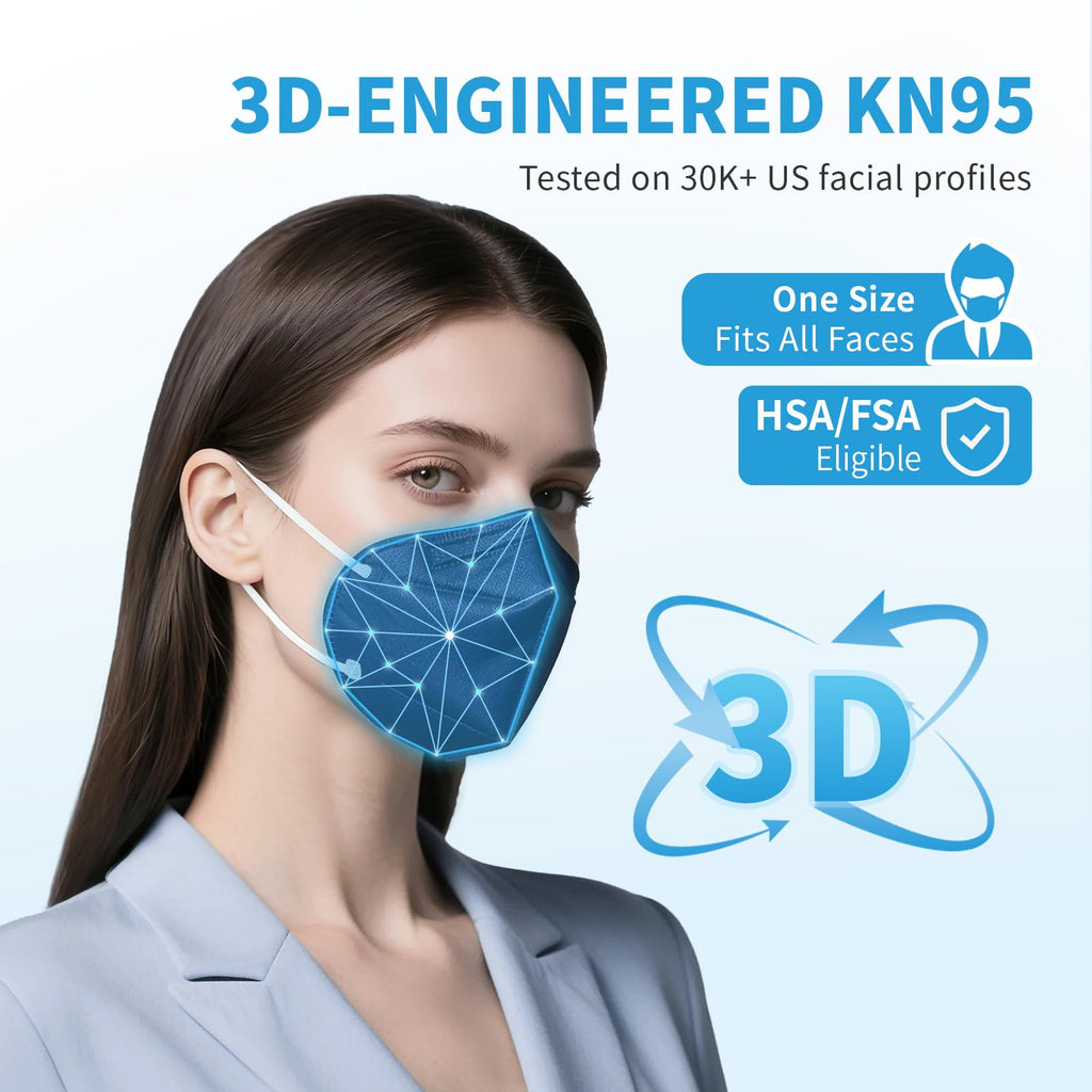 akgk KN95 Face Mask 50 PCS, Breathable Protection Masks, 5-Ply KN95 Black Masks, Cup Dust Safety Masks