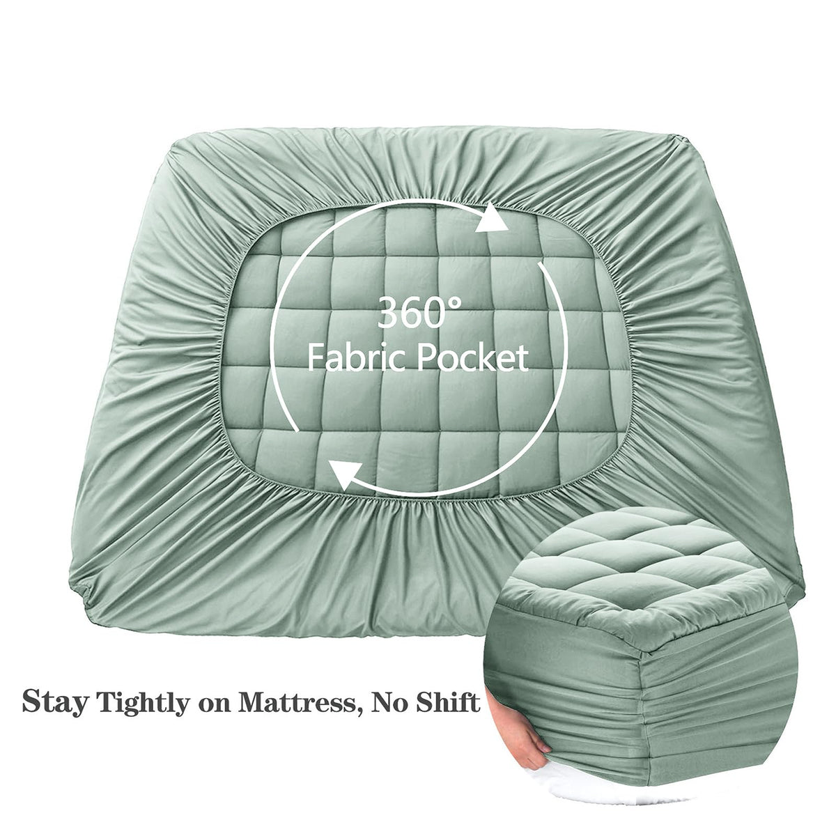 EASELAND King Size Mattress Pad Cotton Pillow Top Mattress Topper White