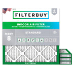 Filterbuy 20x20x1 Air Filter MERV 8 Dust & Allergy Defense (4-Pack)