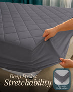 Twin Mattress Pad, Quilted Mattress Protector Topper fits 16" Deep Pocket