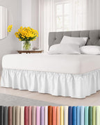 CGK Wrap Around Dust Ruffle Bed Skirt - Full Size, 14" Inch, Light Grey