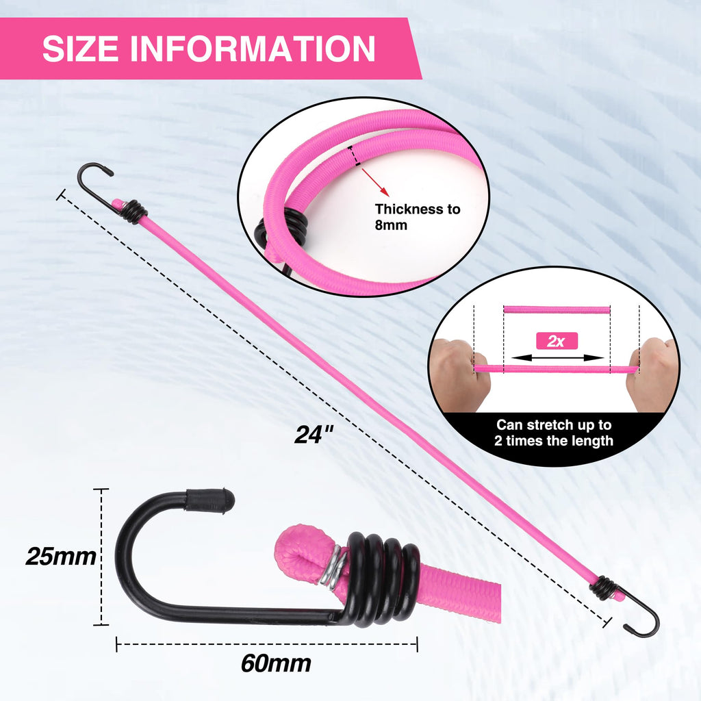WORKPRO 24" Bungee Cords with Hooks, 4 Pack Heavy Duty Outdoor Bungee Strap