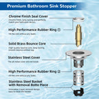 Hibbent Upgraded 3 in 1 Bathroom Sink Drain Strainer, Pop Up Stopper