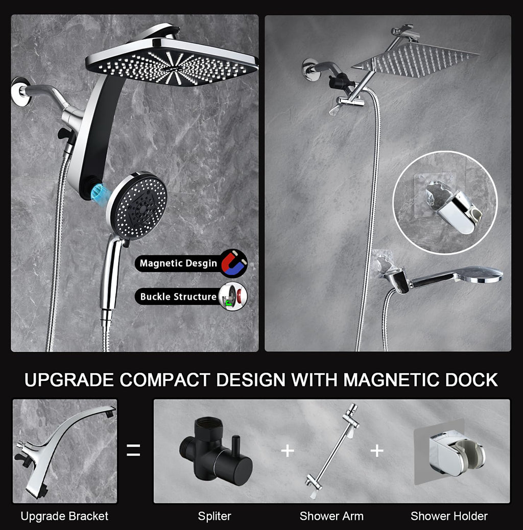 Rain Shower Head with Handheld Showerhead, Chrome 1.8GPM 460311
