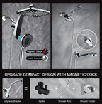 Rain Shower Head with Handheld Showerhead, Chrome 1.8GPM 460311