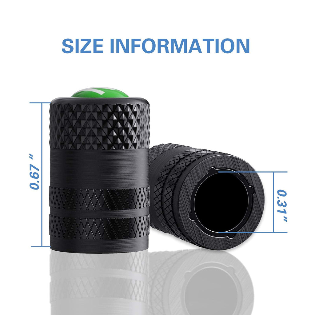 CKAuto Tire Valve Stem Caps, Aluminum Black, 4 pcs/Pack