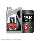 Mobil 1 High Mileage Full Synthetic Motor Oil 0W-20, 5 Quart