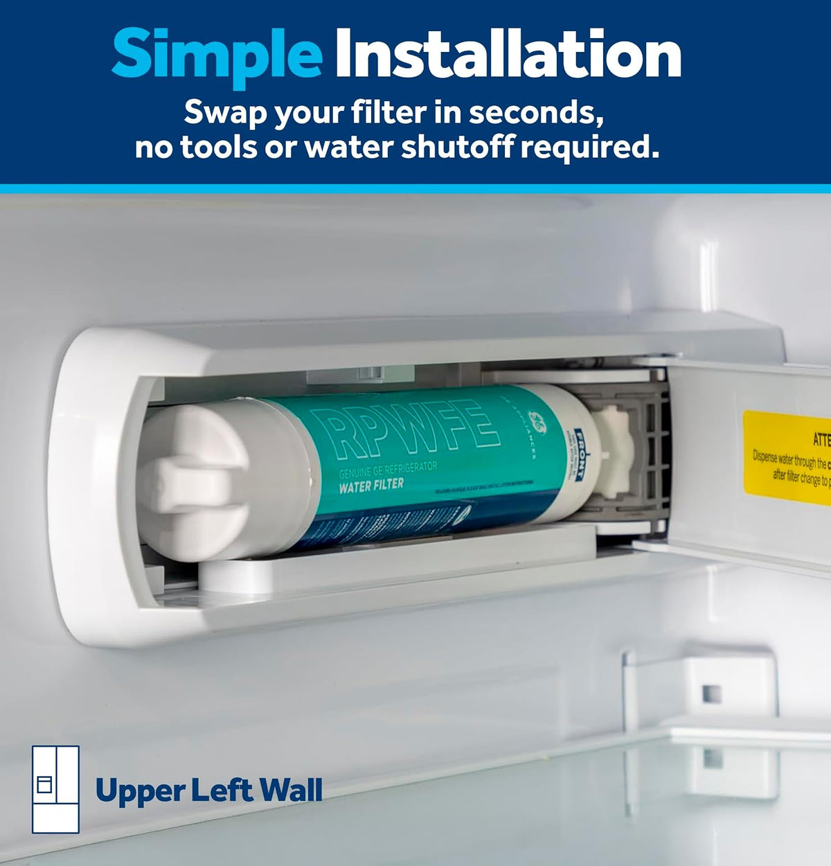 GE RPWFE™ Refrigerator Water Filter, Genuine Filter, Guaranteed Fit, 1-pack