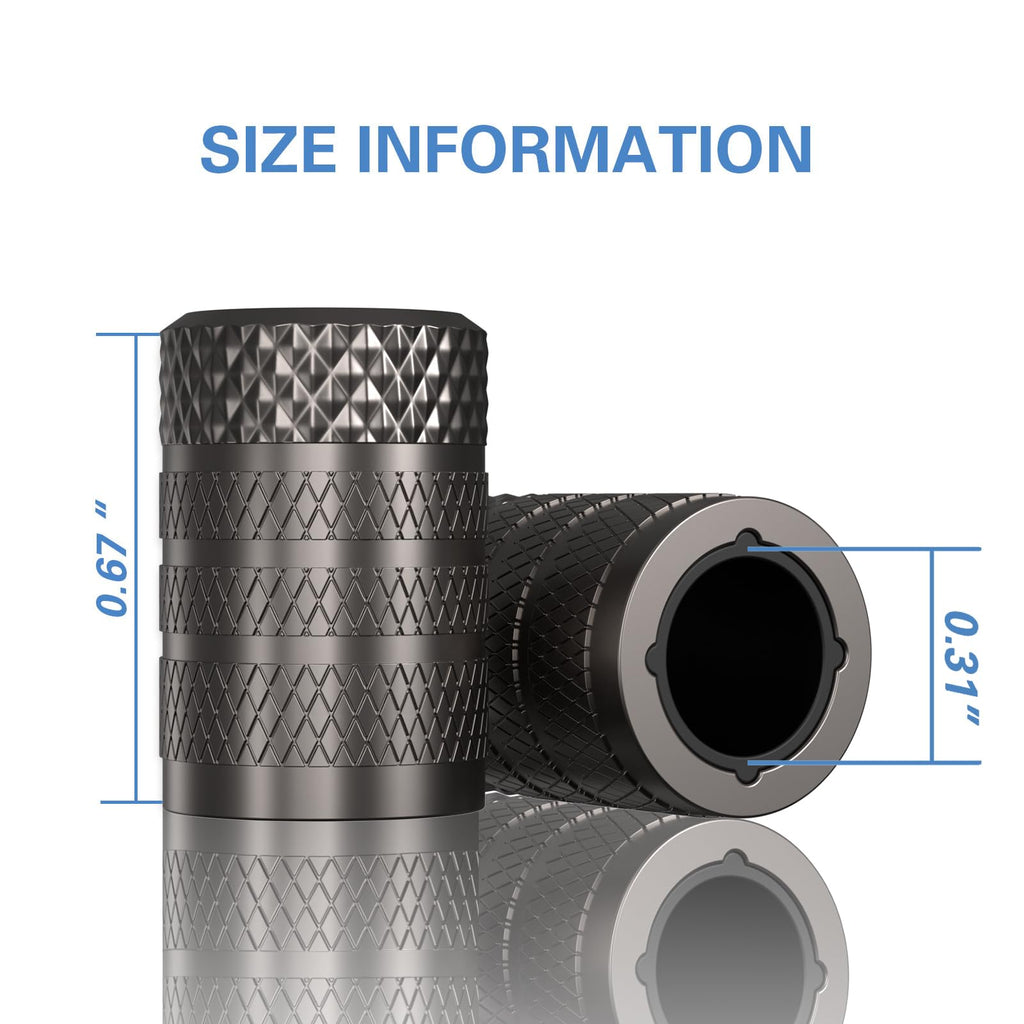 CKAuto Tire Valve Stem Caps, Aluminum Black, 4 pcs/Pack