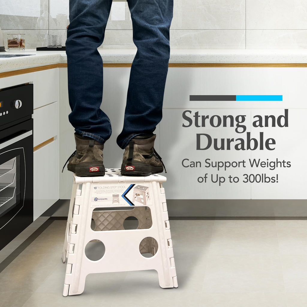 Handy Laundry Folding Step Stool 9 Inch, Pink, Non-Slip Holds 300 lbs