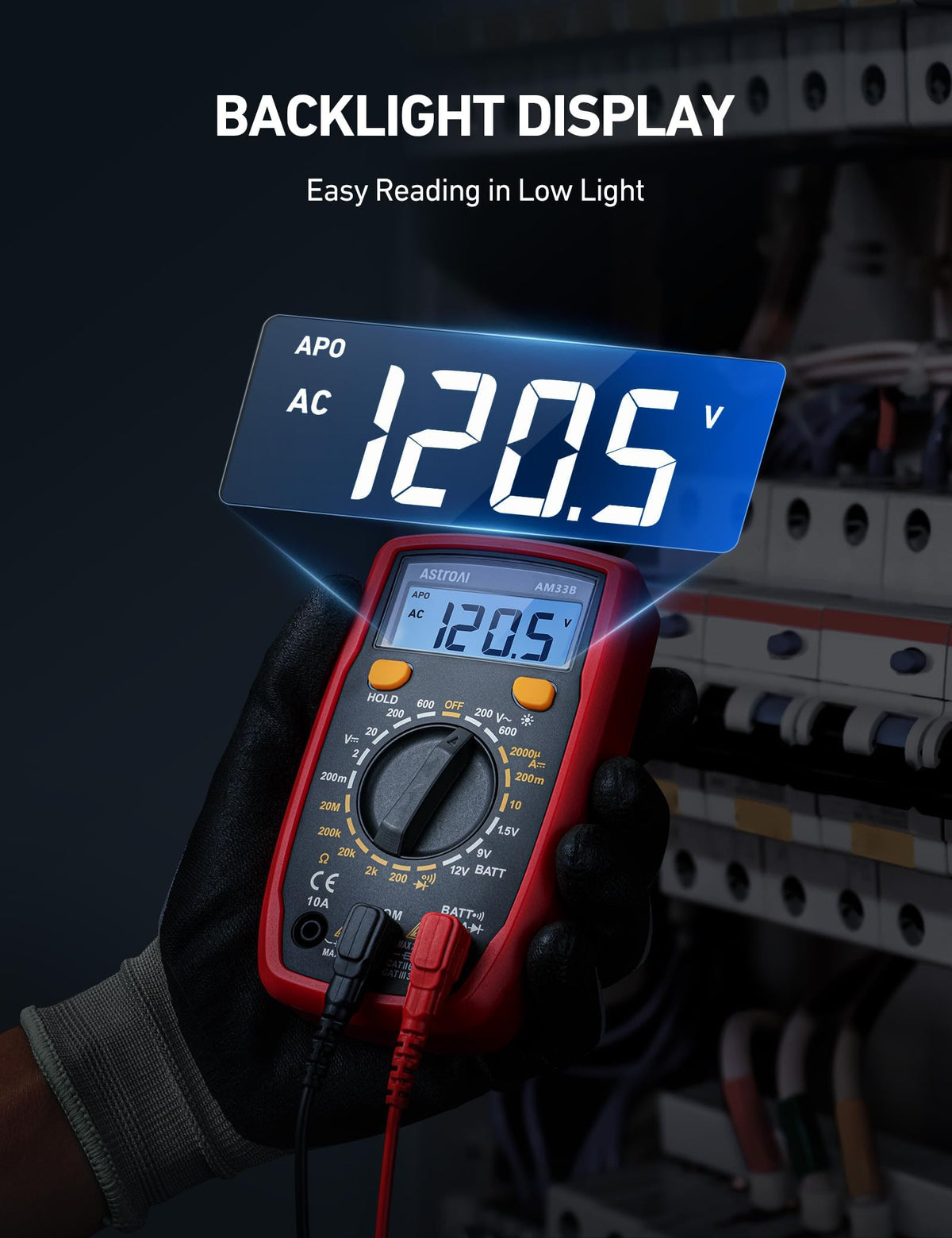 AstroAI Digital Multimeter Tester with Capacitance, 2000 Counts DC AC Voltmeter and Ohm Volt Amp Meter; Measures Voltage, Current, Resistance, Capacitance, Continuity and Diode, Orange