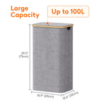 Lifewit 105L Large Laundry Basket with Lid, Removable Bags, Beige