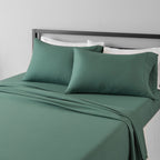 Amazon Basics Lightweight Super Soft Breathable Wrinkle-Resistant Microfiber 4-Piece Bed Sheet Set with 14-Inch Deep Pockets, Queen, Bright White, Solid