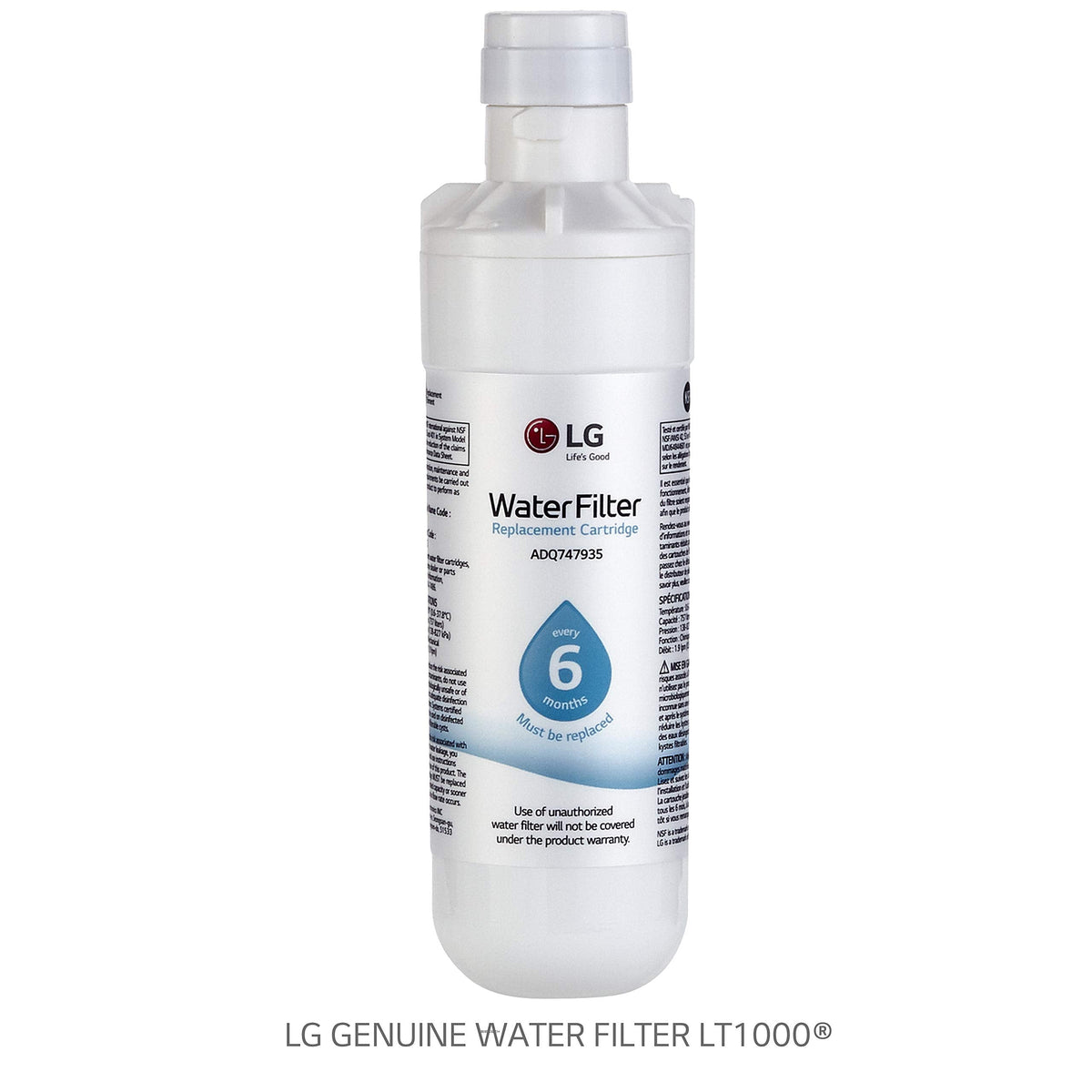 LG LT1000P - 6 Month / 200 Gallon Capacity Replacement Refrigerator Water Filter (NSF42, NSF53, and NSF401) ADQ74793501, ADQ75795105, AGF80300704, or AGF80300705 White