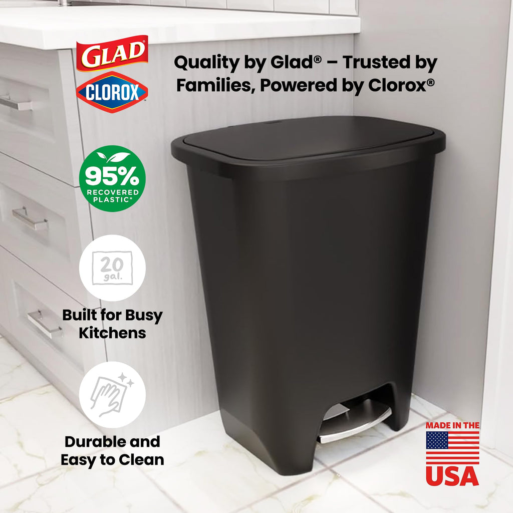 Glad Trash Can with Clorox Odor Protection | Plastic Bin, 13 Gal, Black