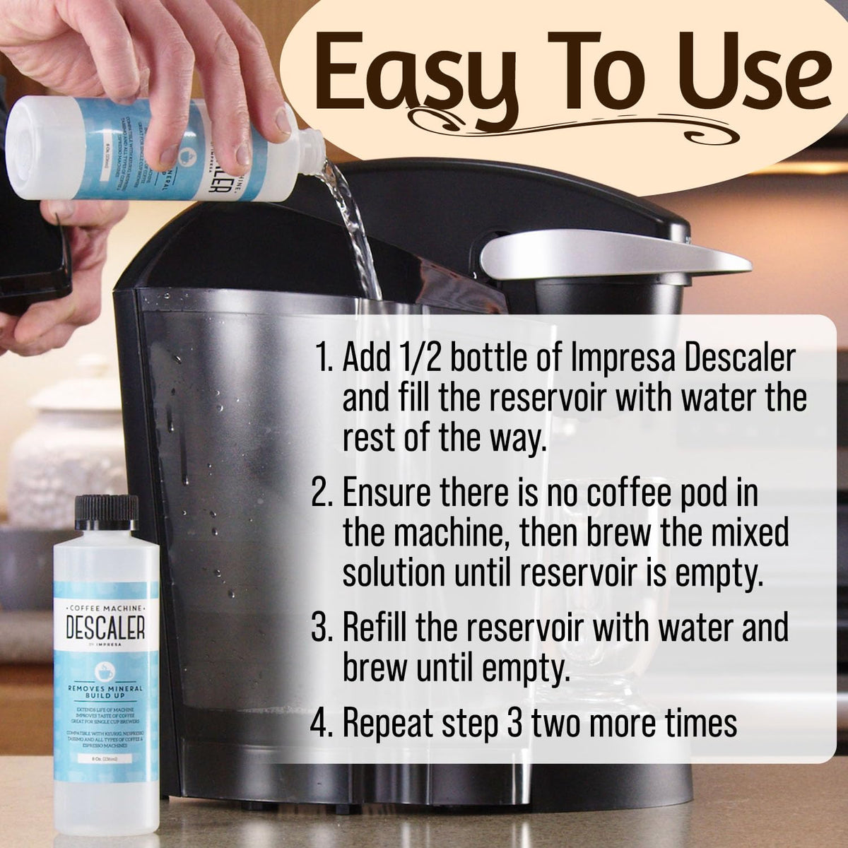 IMPRESA Coffee Machine Descaler, 2-Pack (1-Year Supply) Universal Descaling