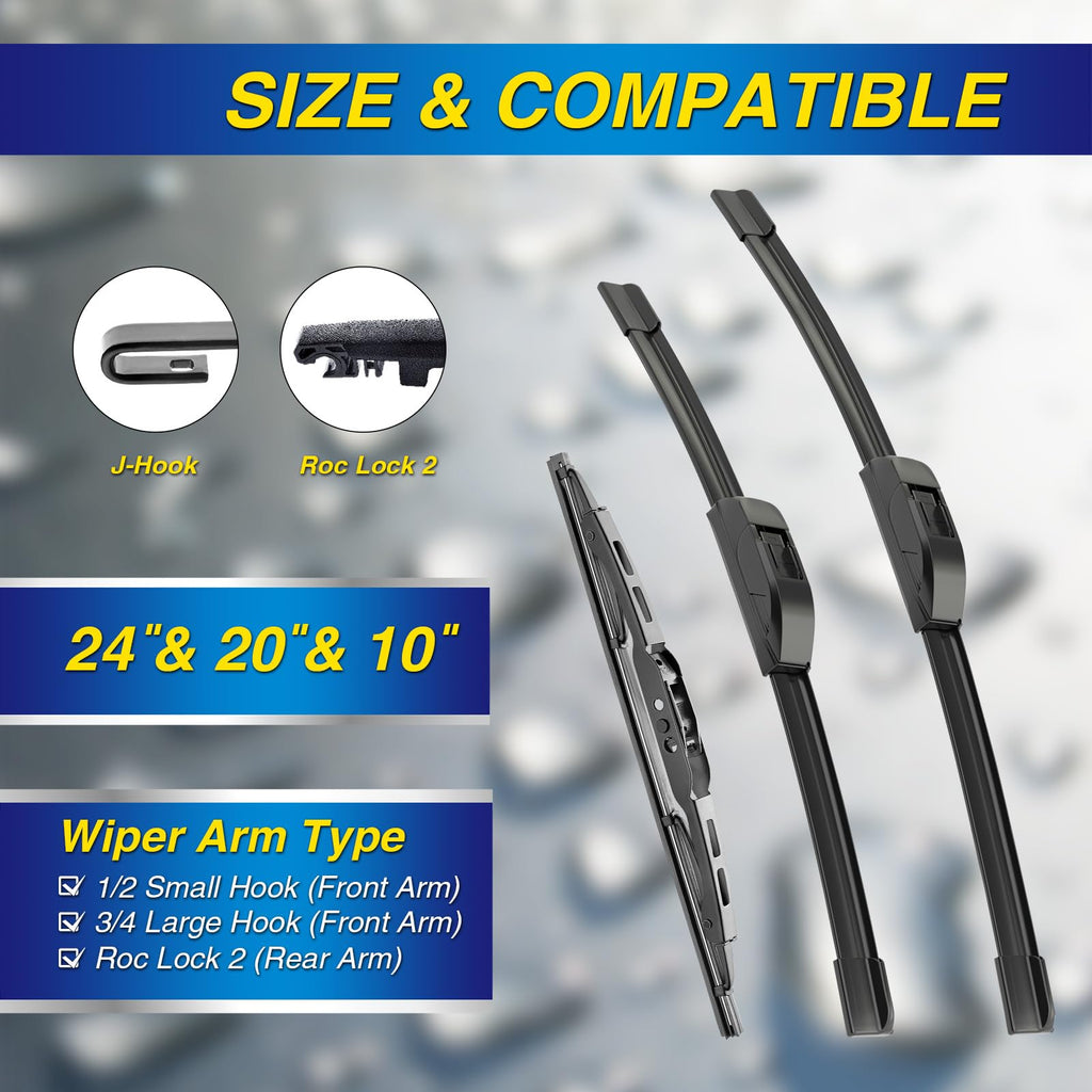5 PLUS Silicone Windshield Wipers Fits GMC Acadia 2007-2011 (3 PACK)
