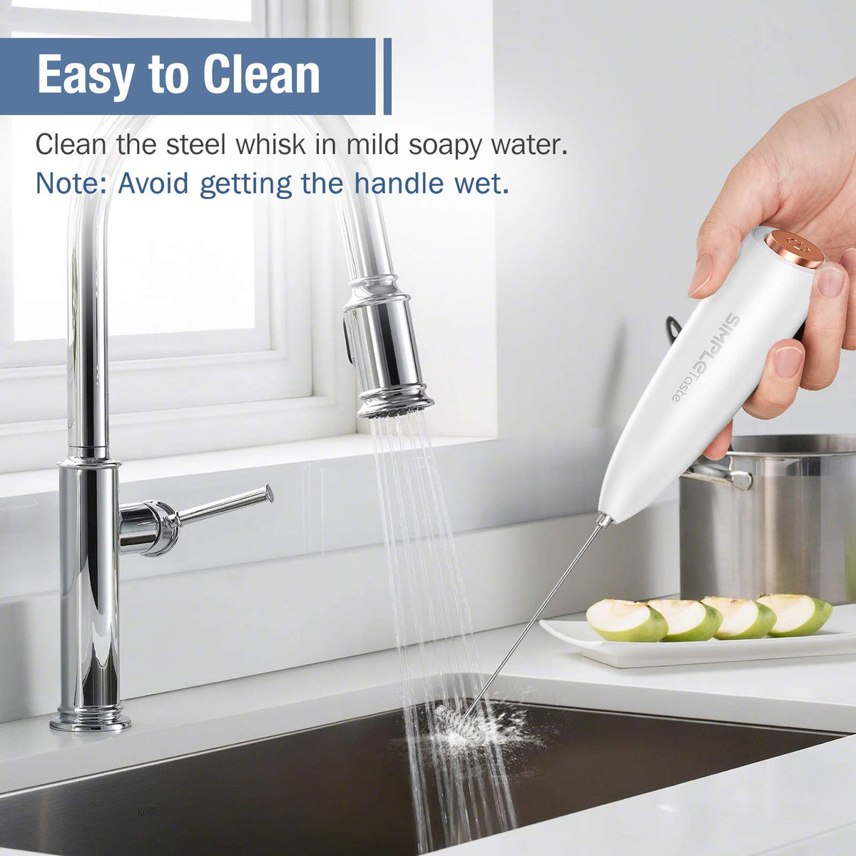 SIMPLETASTE Milk Frother Handheld Electric Foam Maker Battery Operated