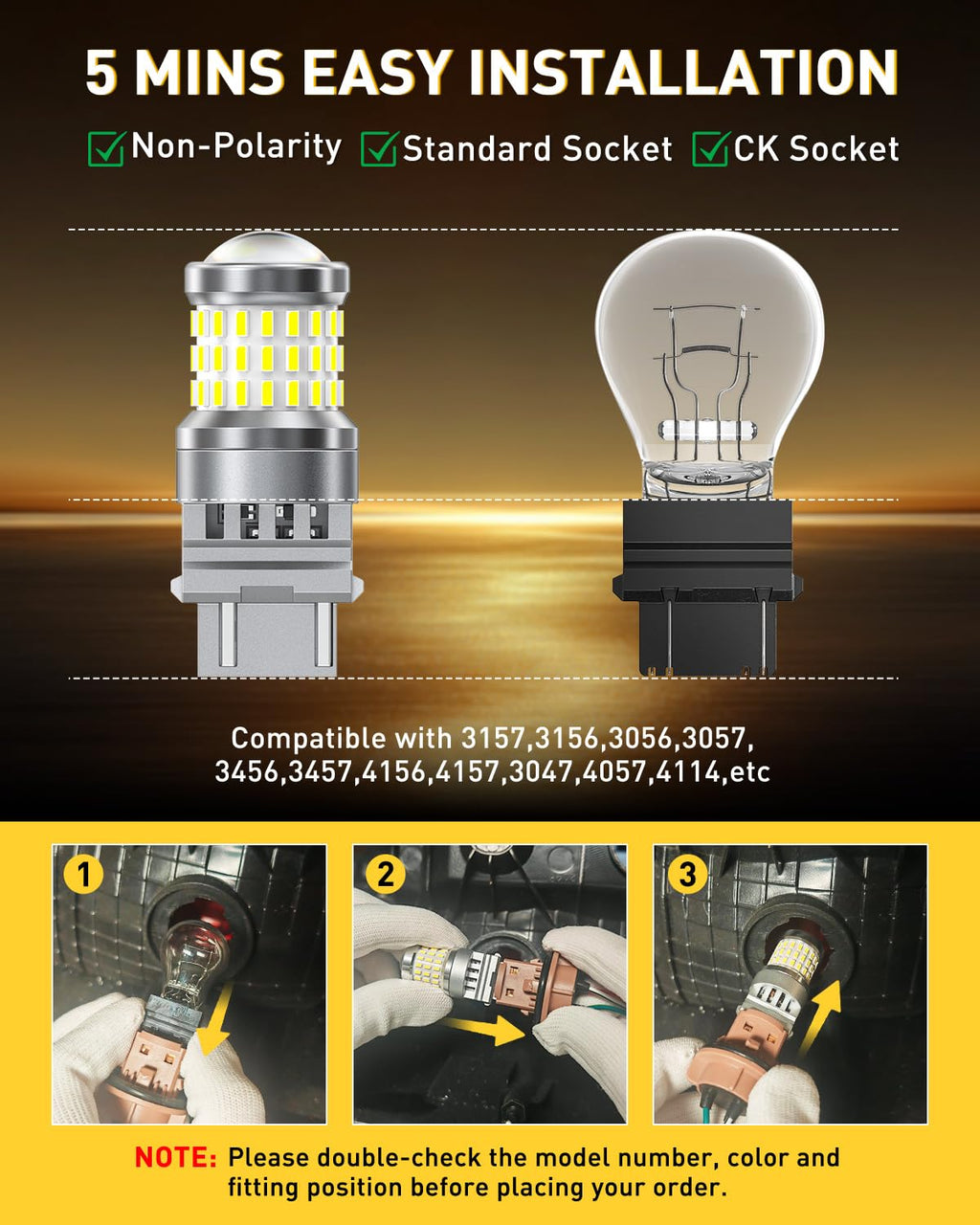 AUXITO 194 LED Bulbs for License Plate Light 168 175 2825 W5W T10 24-SMD 3014 Chipsets 6000K White for Car Dome Door Map Dash Courtesy Cargo License Plate Lights, Pack of 2