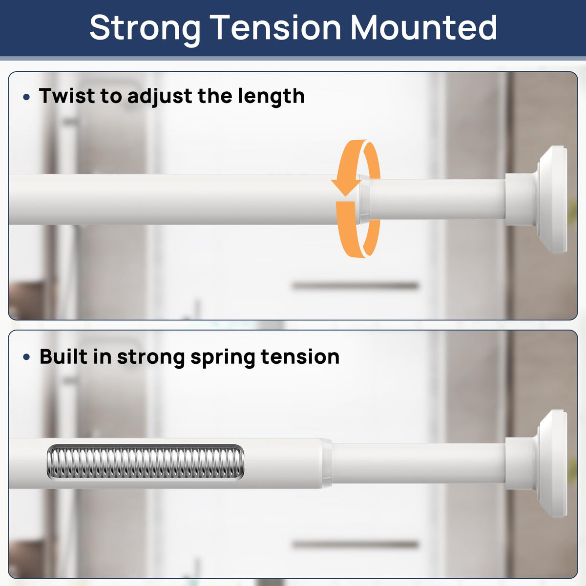 ENJOYBASICS 1" Black Shower Curtain Rod, 30-52" Adjustable, Secure Tension