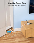 TROND Rightward Flat Plug Extension Cord 6ft for Small Tight Spaces, White