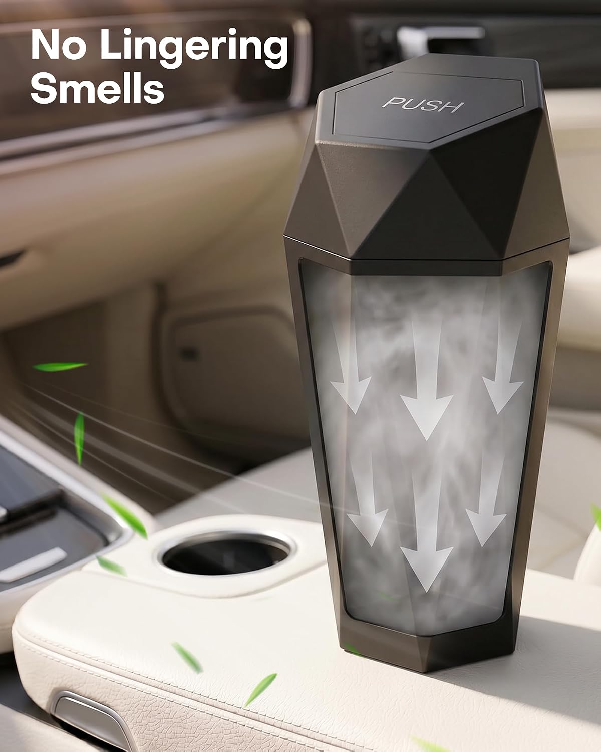HOTOR Car Trash Can with Lid, Leakproof, Black, 2 Pack