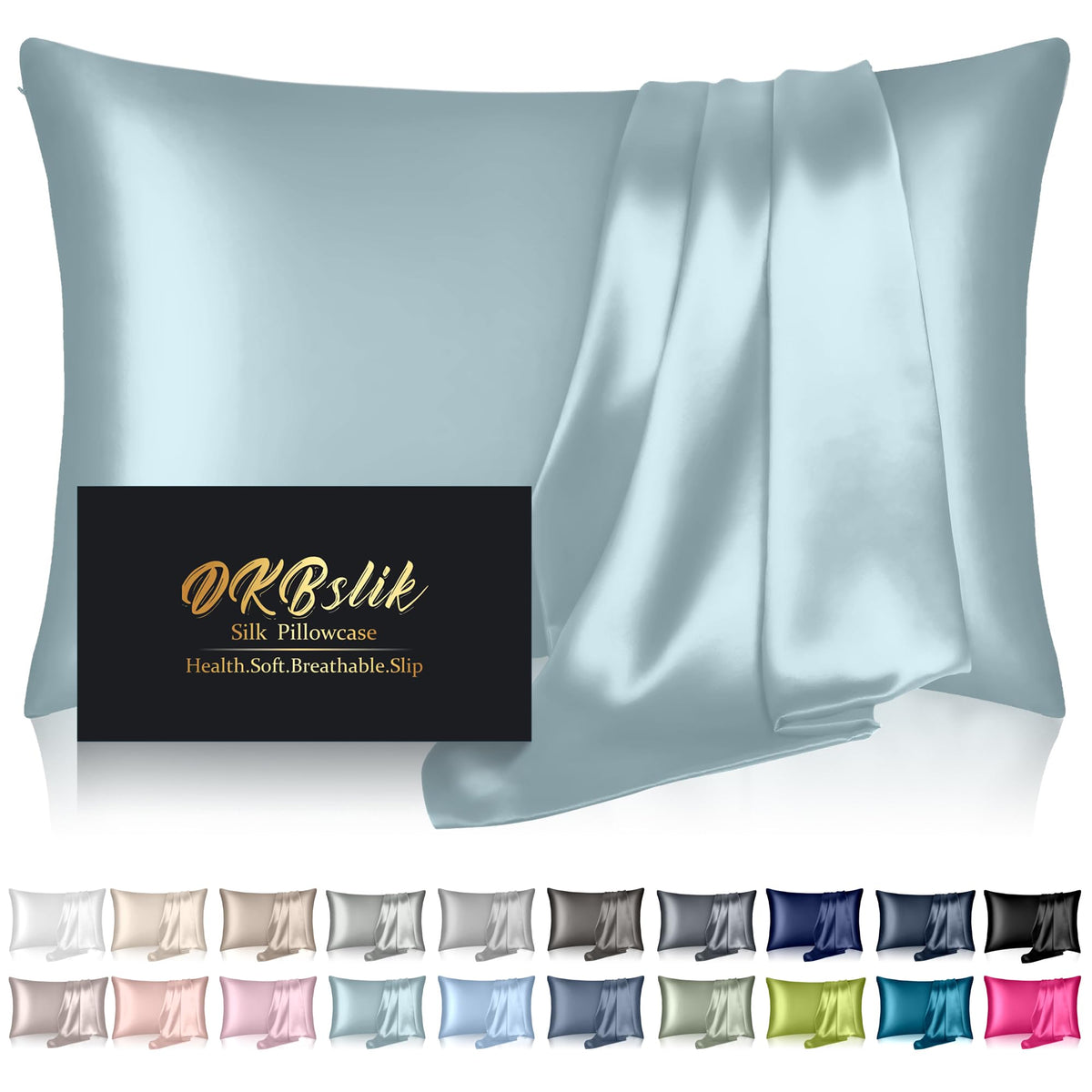 DKBslik Mulberry Silk Pillow Cases Queen Size with Zipper, Olive Green