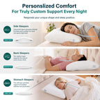 Nuzzle Neck Pillow Adjustable Standard Size Set of 2,Soft Luxury Hotel Feel