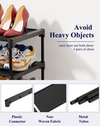 Kitsure Shoe Rack - Non-Woven Shoe Rack Shelf, Shoe Organizer for Closet, Entryway, Garage & Corridor, Stackable Shoe Shelves, 27.5" Wide - 2 Tier, Black