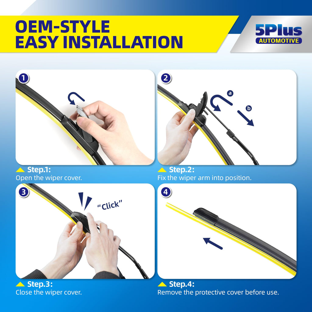 5 PLUS Custom-Fit Wipers fits Toyota RAV4 2001-2005 Windshield Wipers