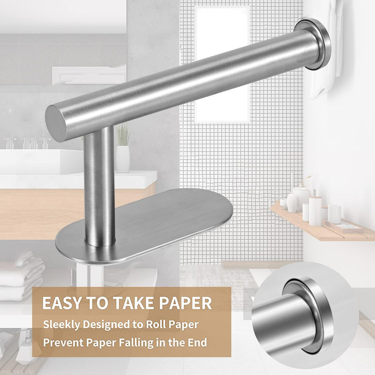 JOPOFI Toilet Paper Holder - Adhesive Toilet Paper Holder - Matte Black