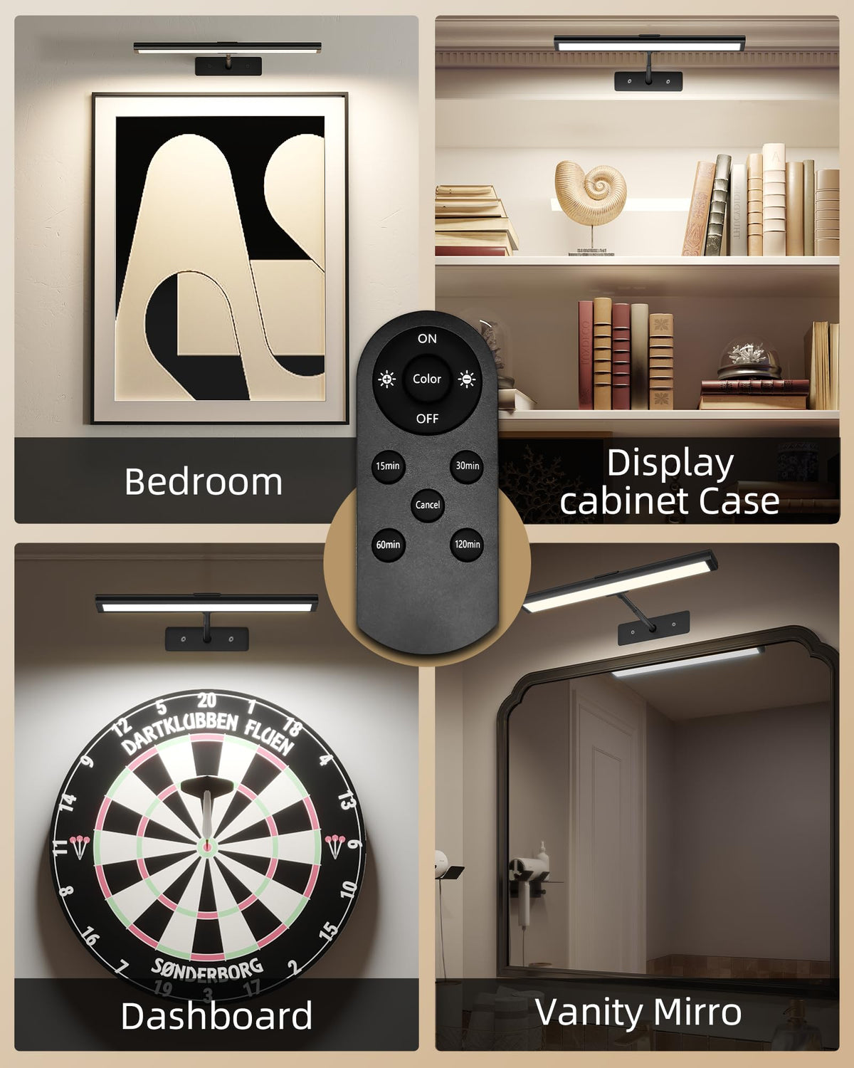 EZVALO Picture Light for Wall, 13'' Rechargeable Magnetic with Remote