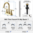 Matte Black Bathroom Faucet, Hurran 4 inch Centerset 2-Handle Lead-Free