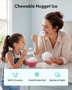 EUHOMY Nugget Ice Maker Countertop, 44lbs/24H, Ready in 7-10Mins, Black