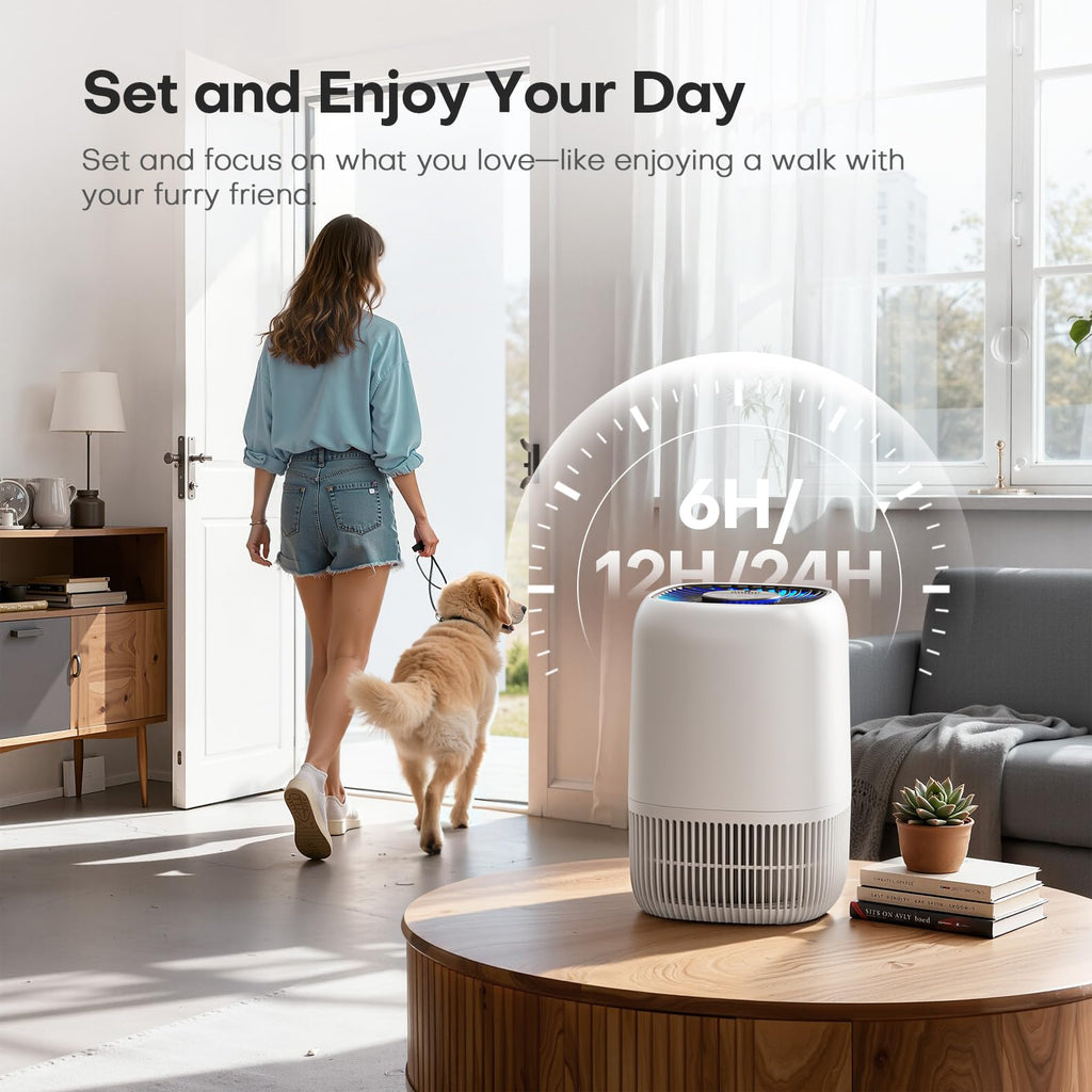 VOOPNU Air Purifiers for Bedroom, High Efficiency Filter, 1076 Ft², Black