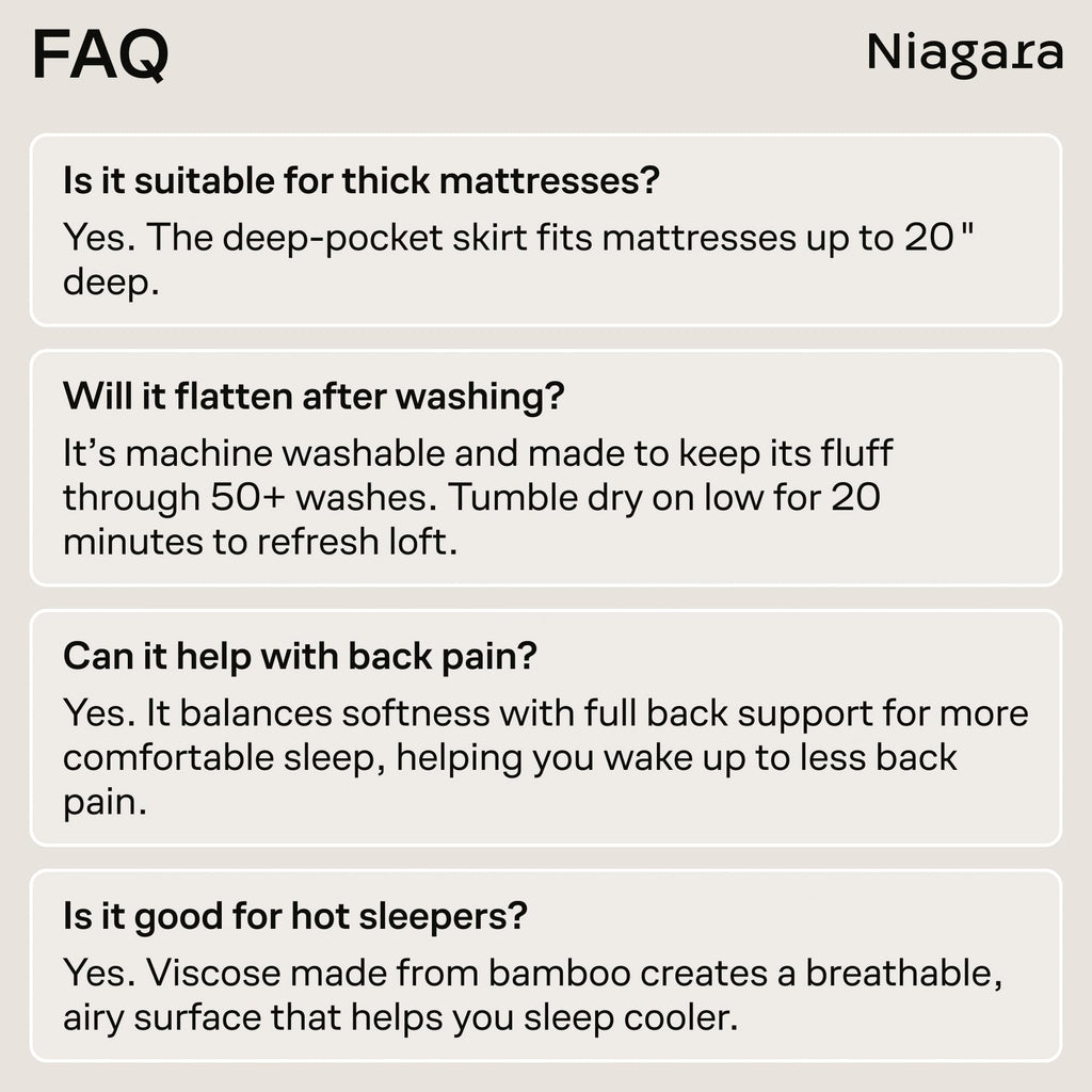 Niagara Sleep Solution Queen Ultra Soft Mattress Topper — Back Pain Relief