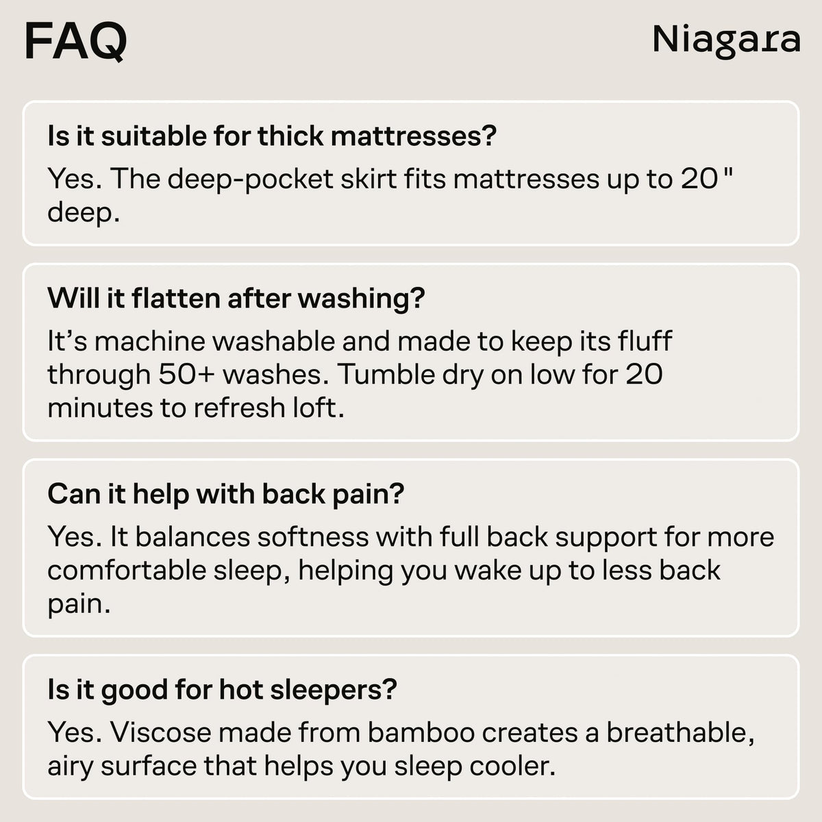 Niagara Sleep Solution Queen Ultra Soft Mattress Topper — Back Pain Relief
