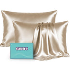 Gabire Mulberry Silk Pillowcases Set of 2, Both Sides Real Silk Pillowcase for Hair and Skin Prevent Acne Pillowcase Organic Silk Pillow case 2 Pack with Hidden Zipper, Navy Blue, Standard (20"×26")
