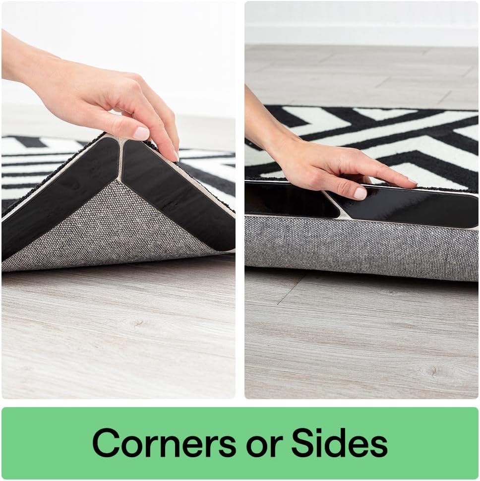 GORILLA GRIP® Extra Long Rug Grippers for Hardwood Floor, Reusable, Black