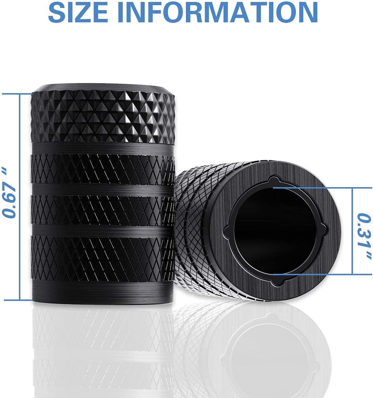 CKAuto Tire Valve Stem Caps, Aluminum Black, 4 pcs/Pack