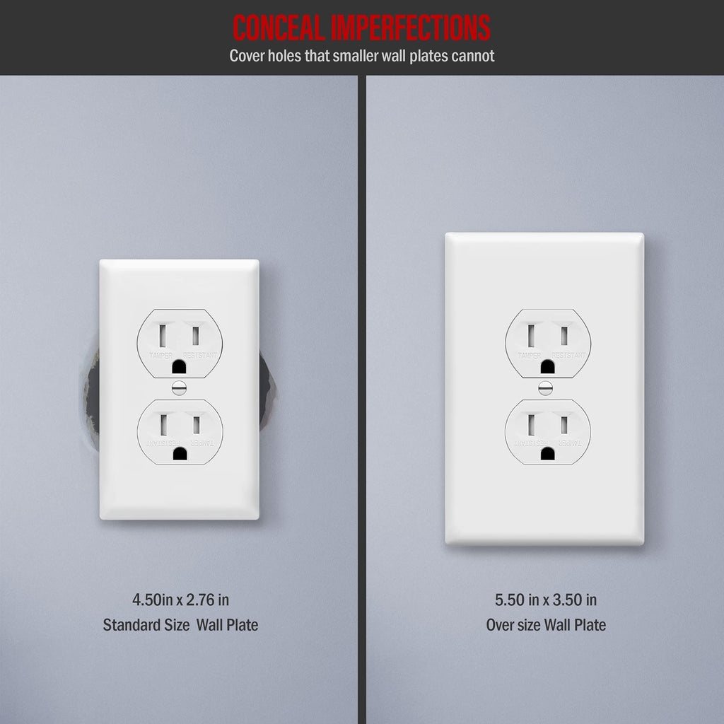 ENERLITES 10 Pack Outlet Covers Wall Plate for Duplex Receptacle, White