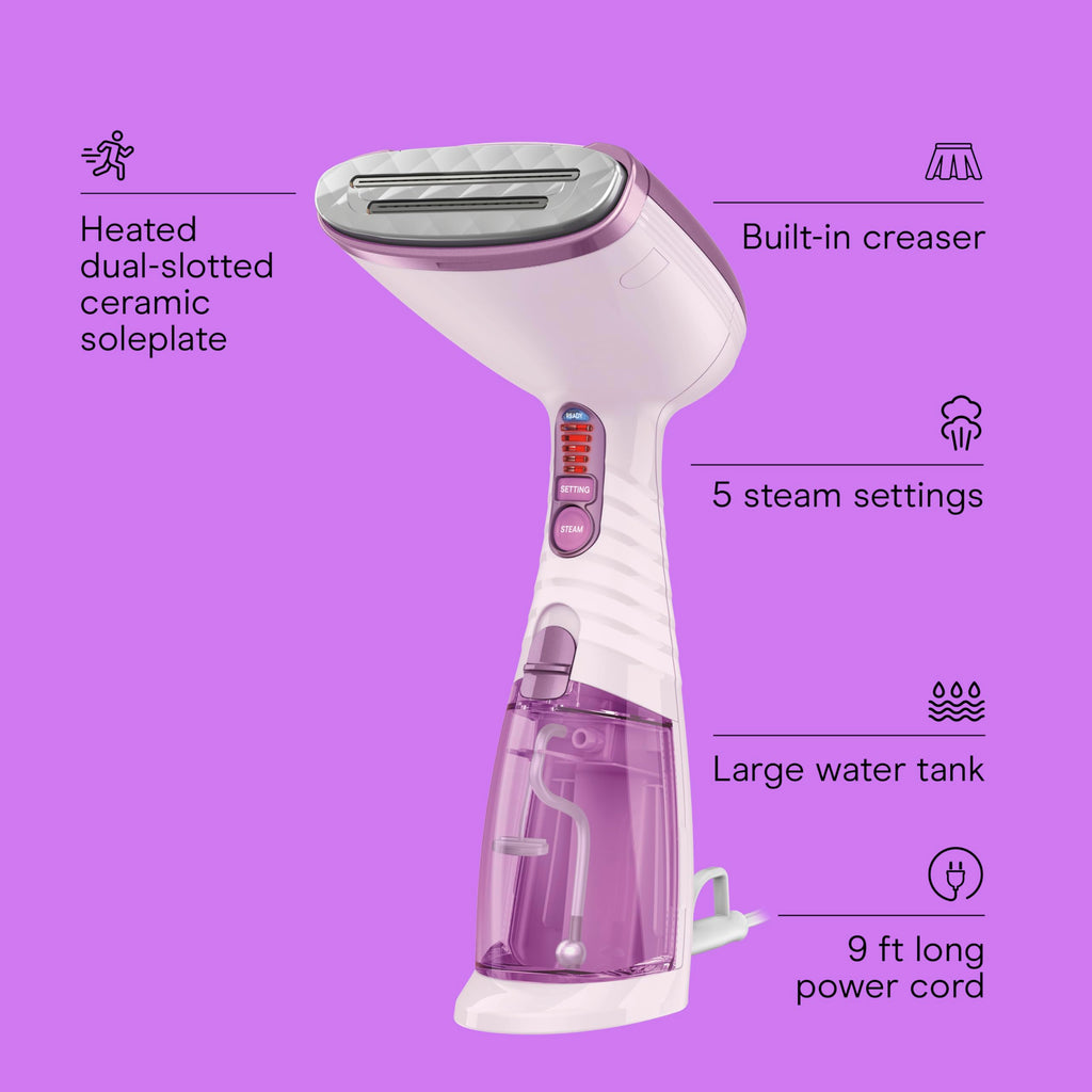 Conair Steamer for Clothes & Upholstery, Handheld, 3 Attachments, White