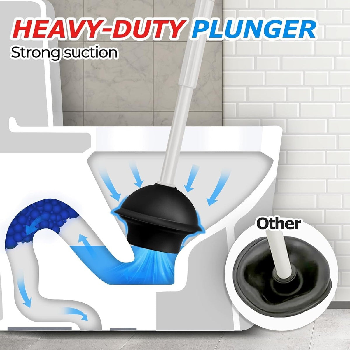 FORASTO 2in1 Toilet Brush & Plunger Set, Bathroom Essentials for Apartment