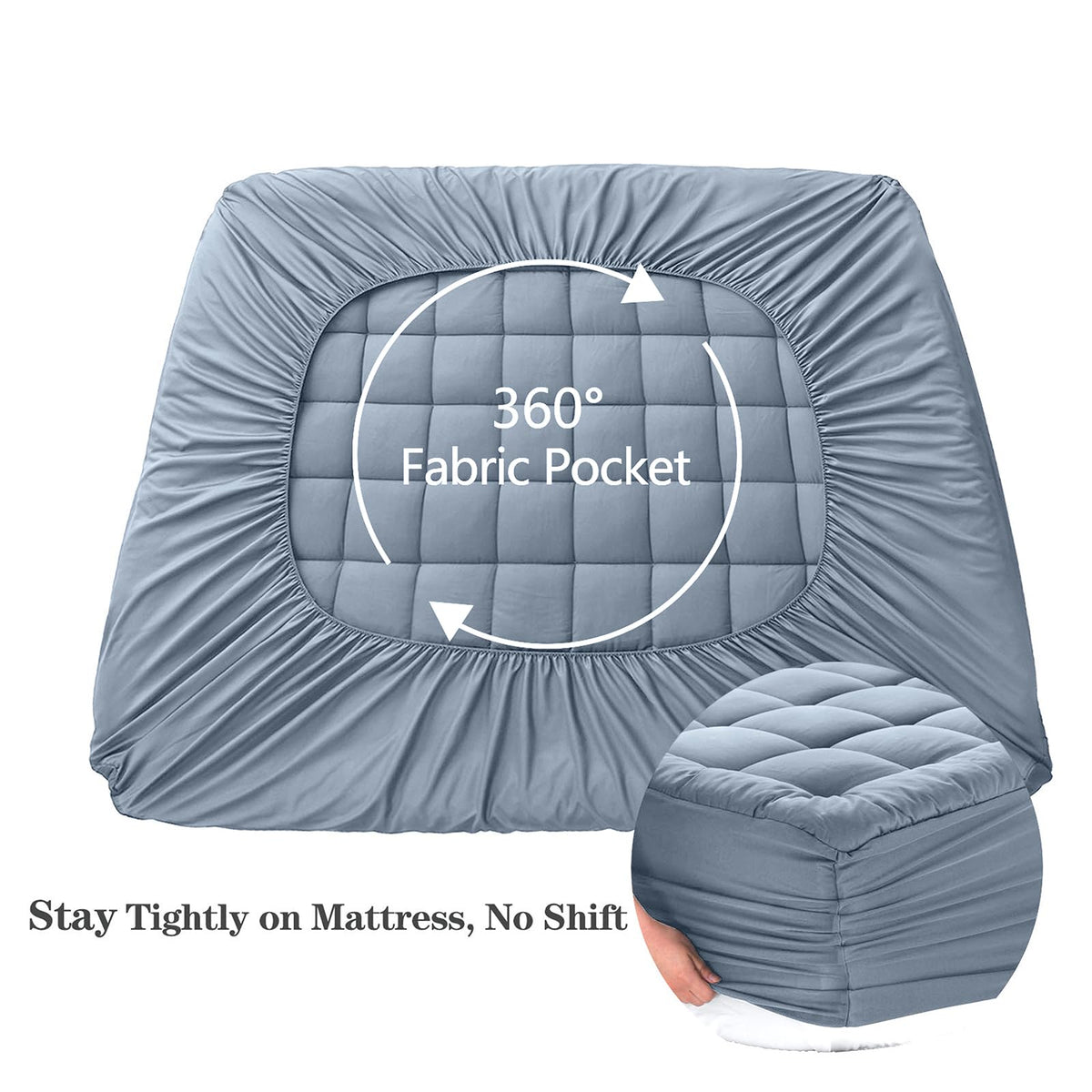 EASELAND King Size Mattress Pad Cotton Pillow Top Mattress Topper White