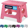 Handy Laundry Folding Step Stool 9 Inch, Pink, Non-Slip Holds 300 lbs
