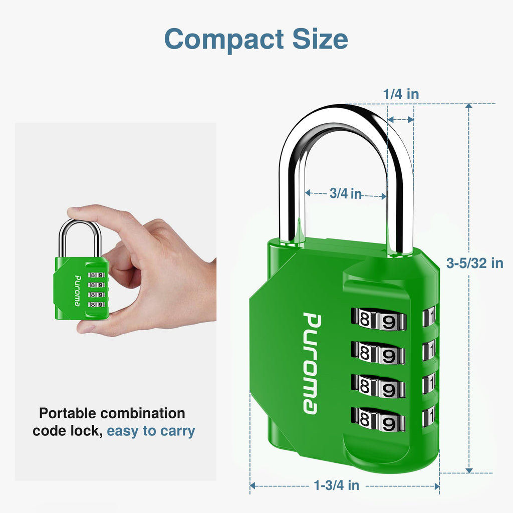 Puroma 2 Pack Combination Lock Locker 4 Digits Combo Padlock Gym Black